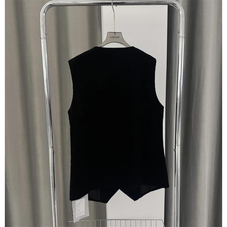 温碧霞自创IRENENA服装亚麻上衣时尚休闲单排扣马甲图3